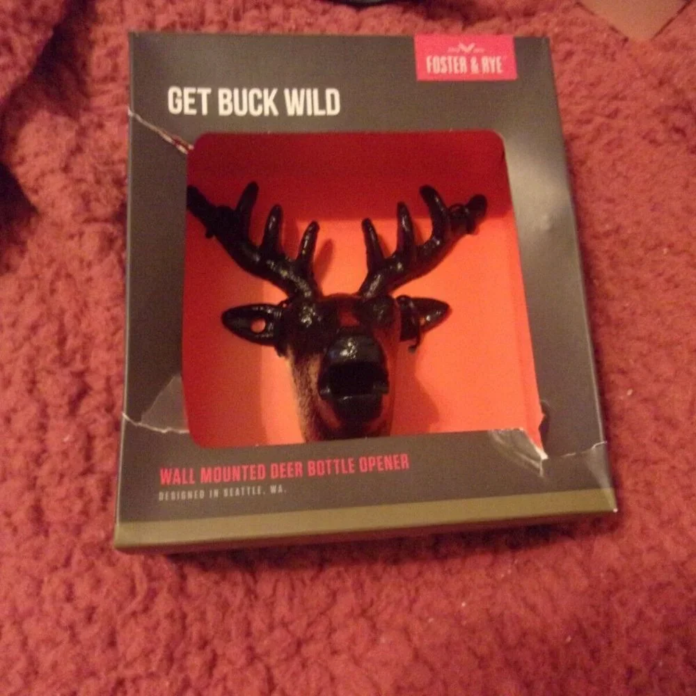 Foster & Rye Cast Iron Wall Mounted Buck Deer Beer Bottle Opener Get Buck Wild